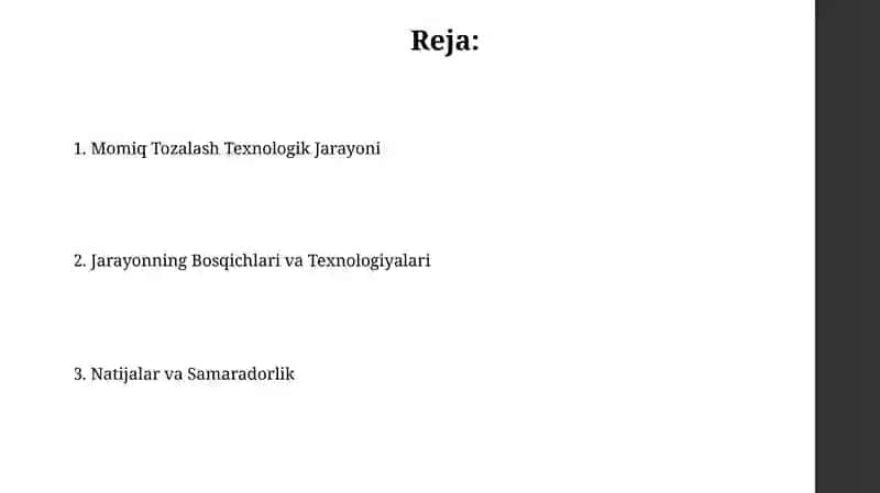 Momiq Tozalash Texnologik Jarayoni 2