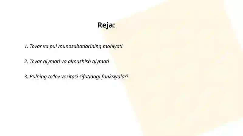 Tovar va Pul munosabatlari 2