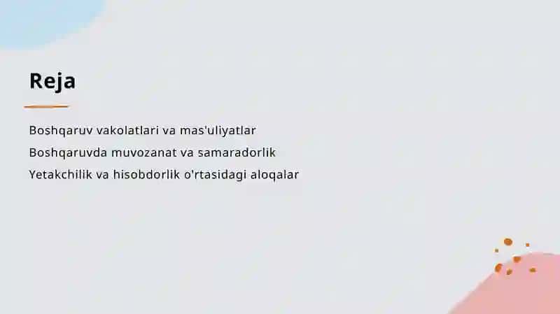 Boshqaruv vakolatlari va mas'uliyatlar 2