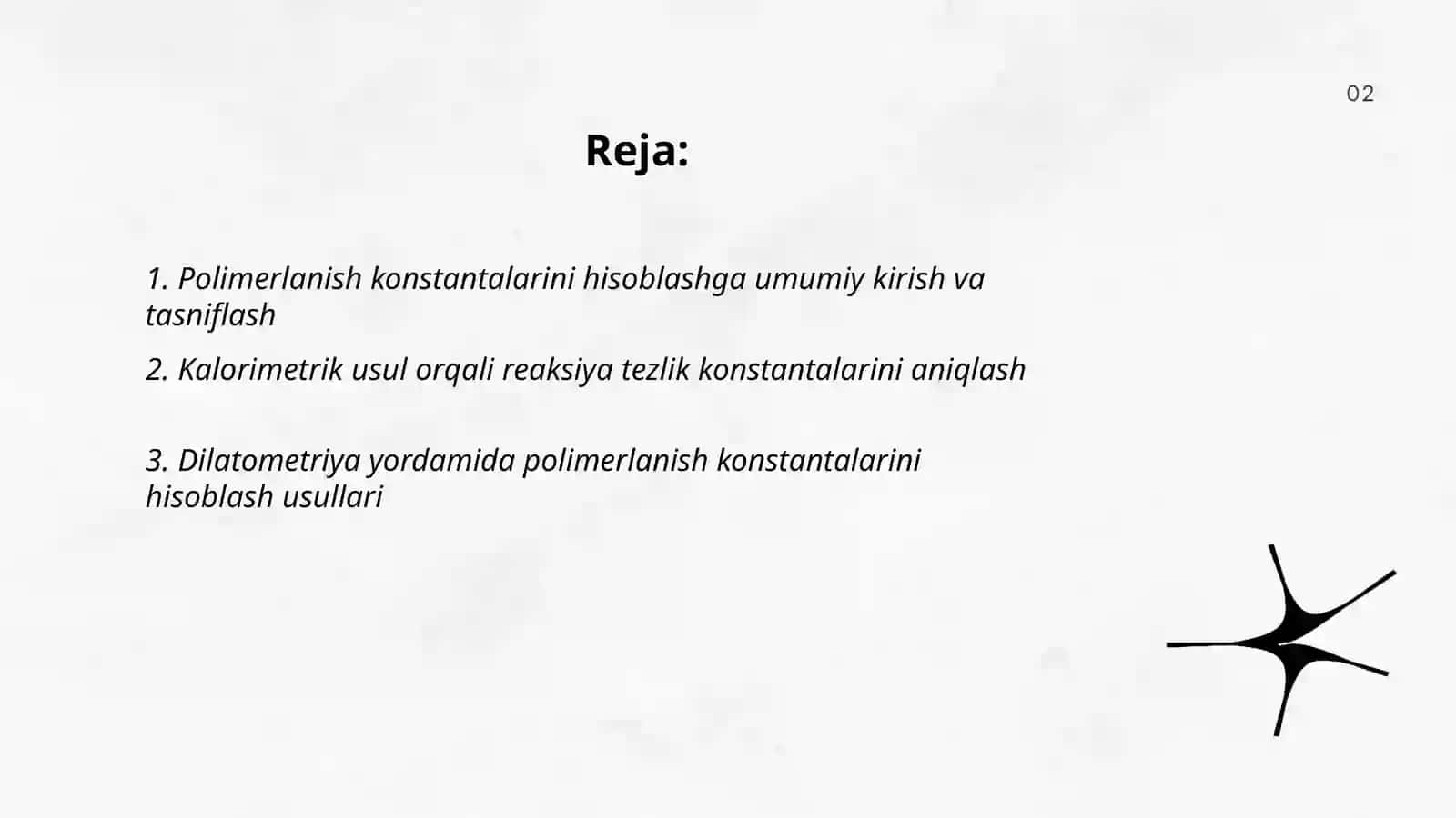 Spolimerlanish kanstantlarini hisoblash usullari 2