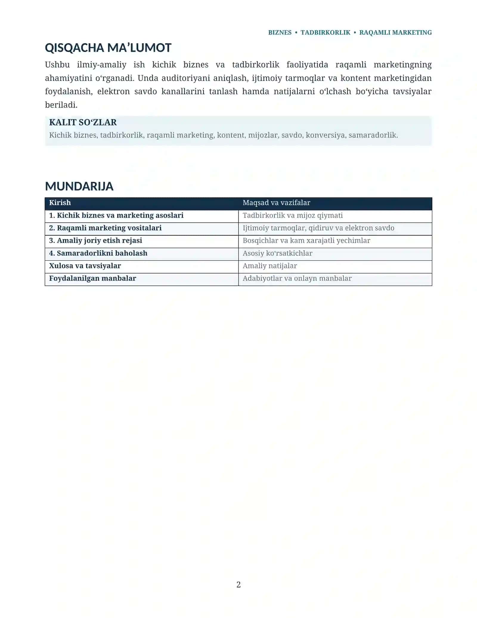 Raqamli marketing: kichik biznesni rivojlantirish 2
