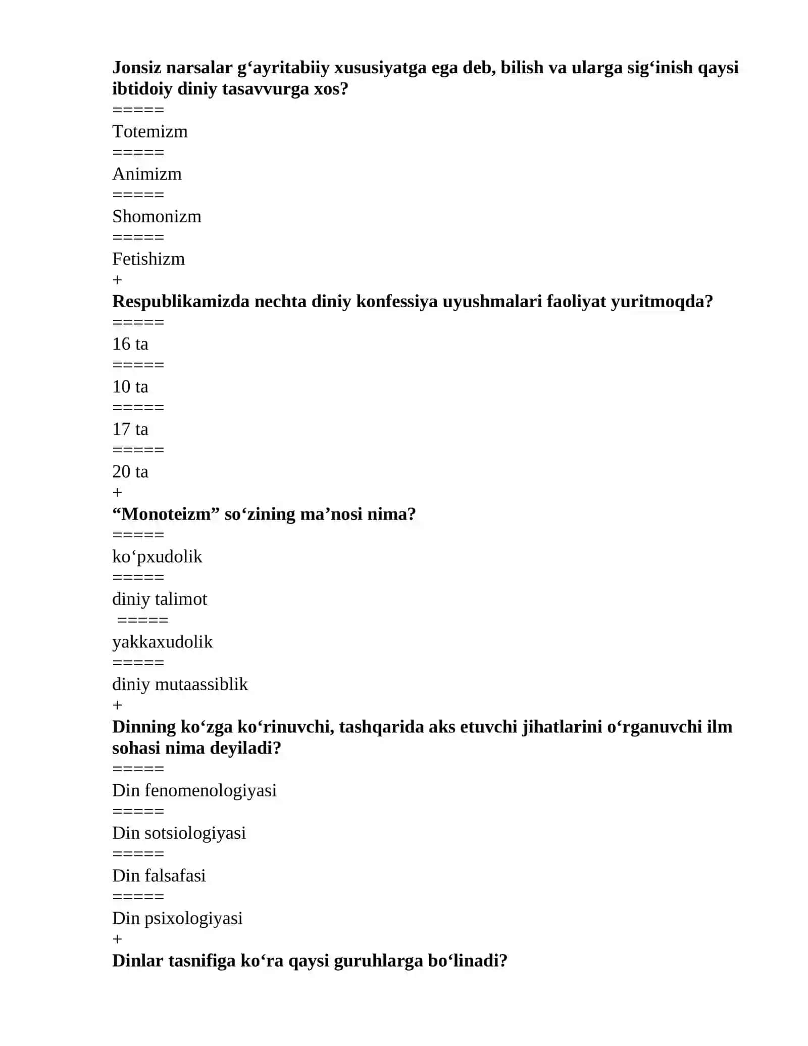 Test Dinshunoslik 2