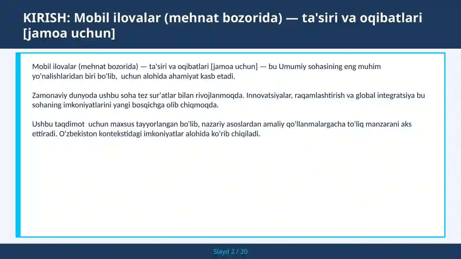 Mobil ilovalar (mehnat bozorida) — ta'siri va oqibatlari [jamoa uchun] 2