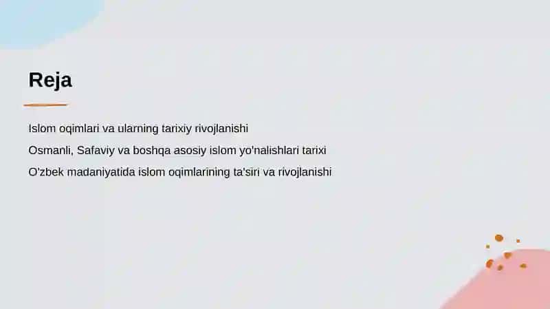 Islom oqimi va yo'nalishlarini paydo bo'lishi 2