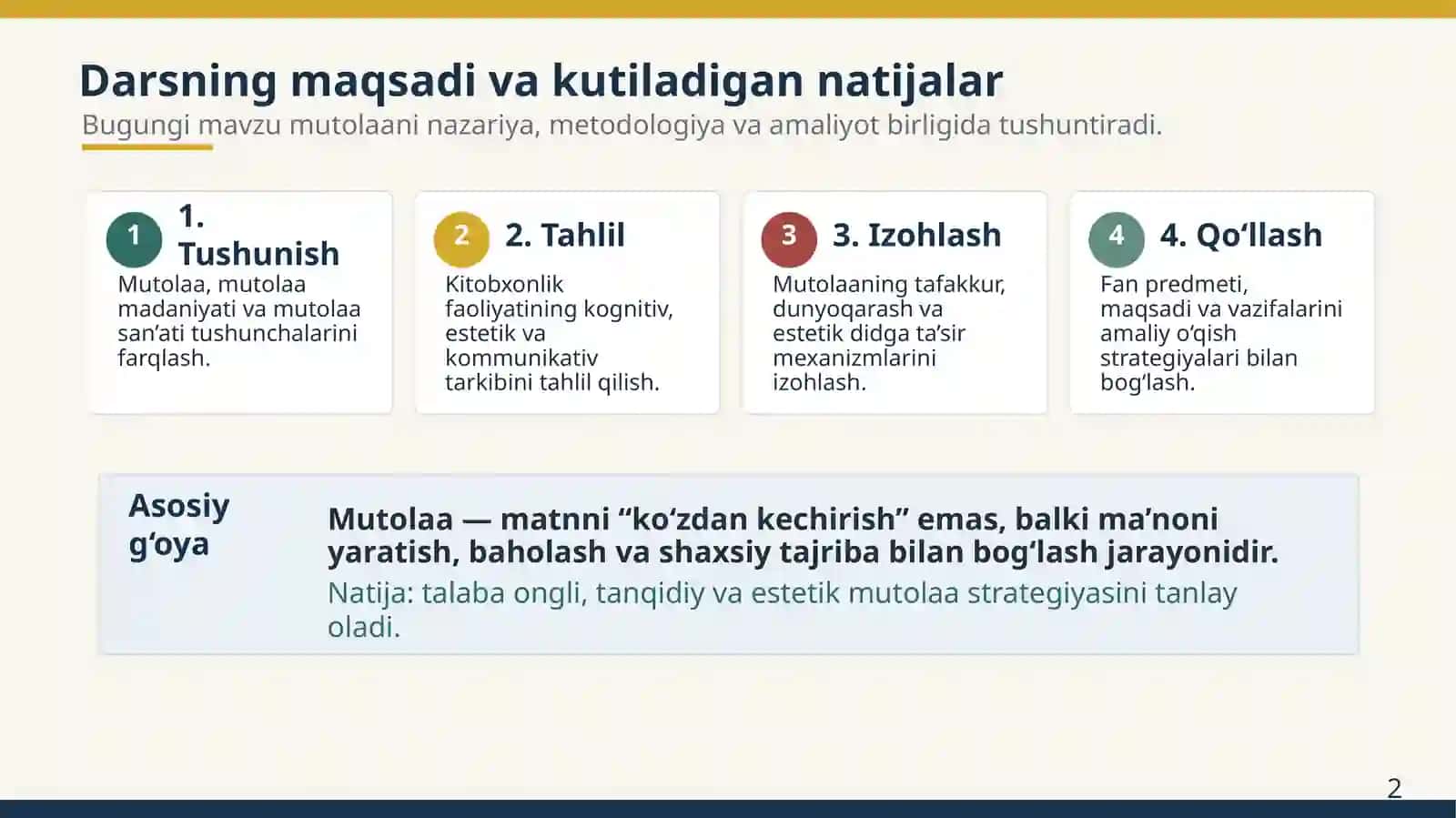 MUTOLAA MADANIYATI VA MUTOLAA SAN’ATI 2
