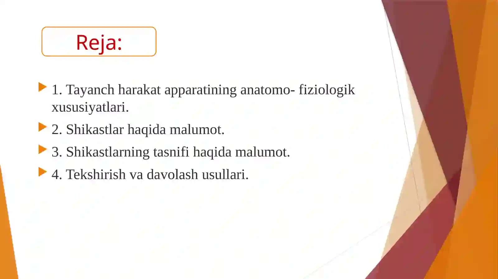 Tayanch harakat apparati ning xirurgik kasalliklarida hamshiralik ishi 2