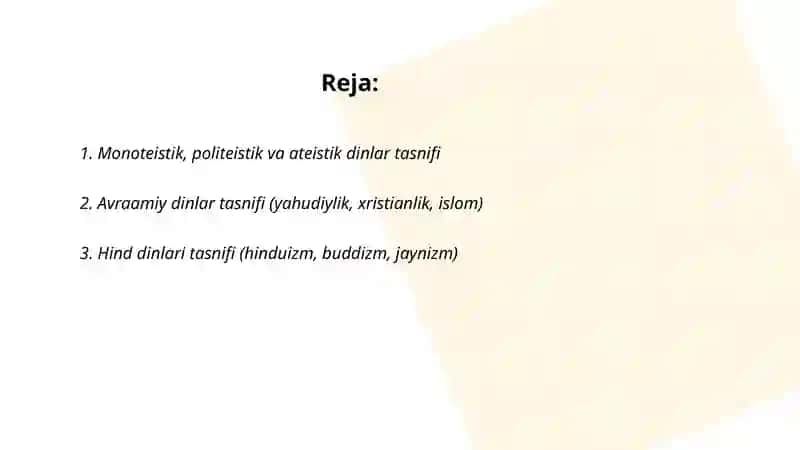 Dinlar tasnifi 2
