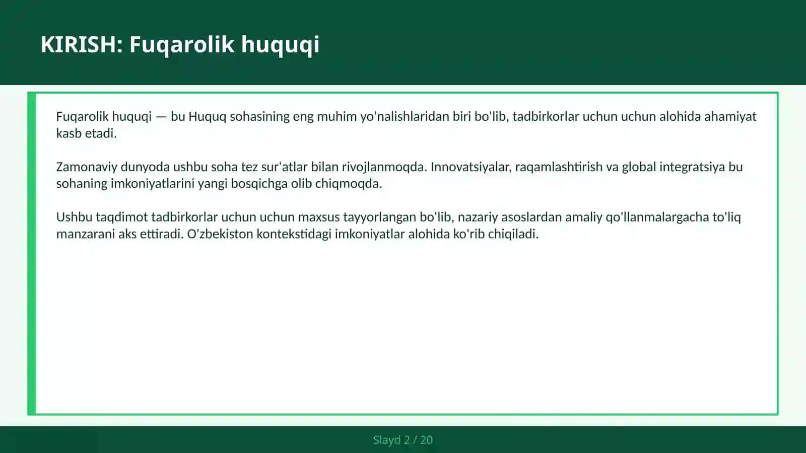 Fuqarolik Huquqi 2