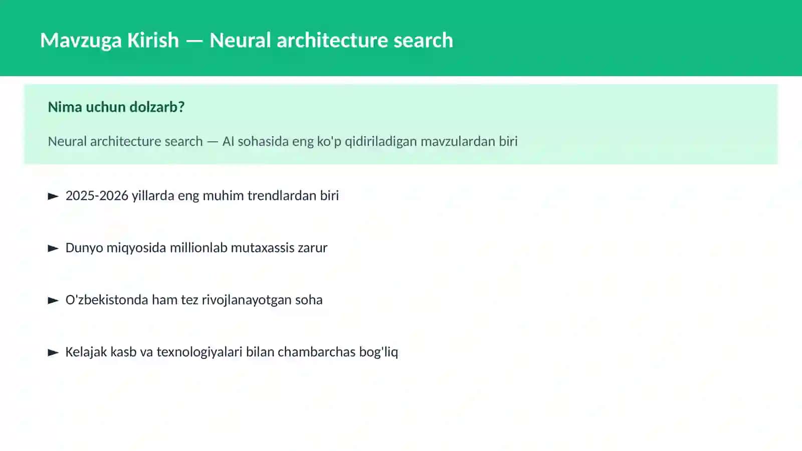AI | DEEP LEARNING VA NEYRON TARMOQLAR 2