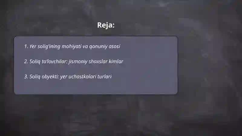 Yer solig’ining mohiyati va qonuniy asosi 2