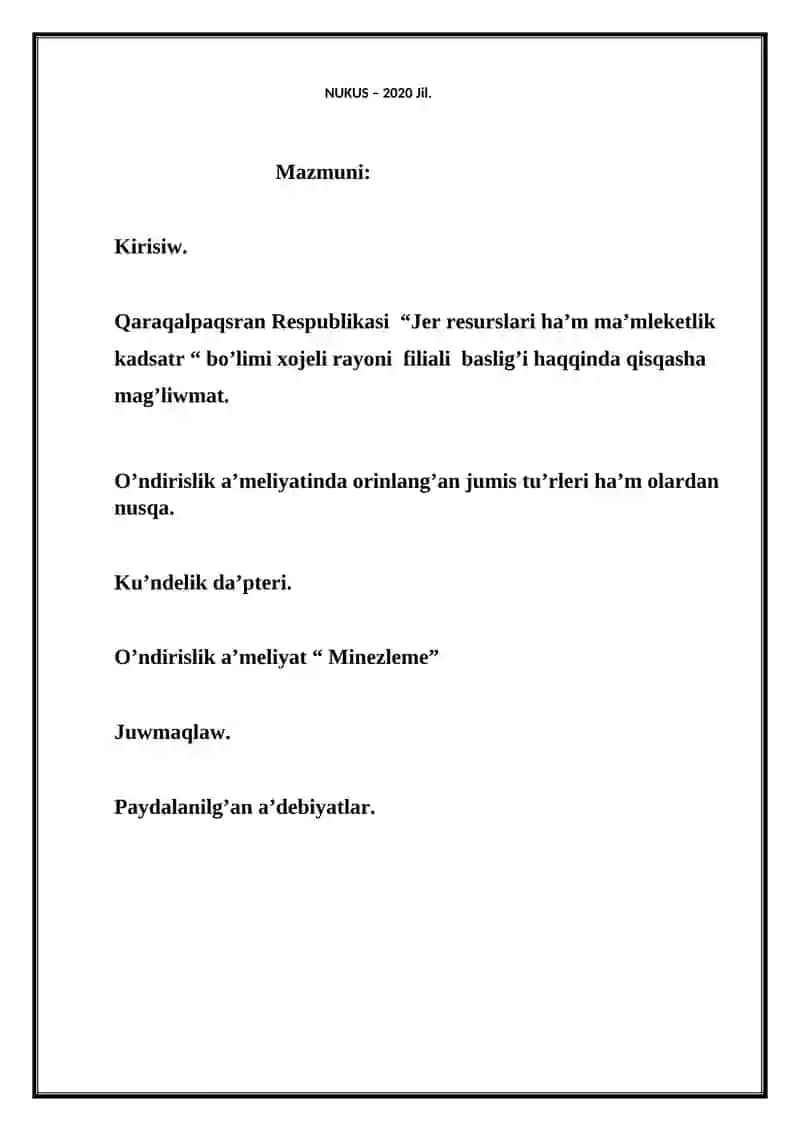 Geodeziya, Kartografiya ha’m Kadastr 2
