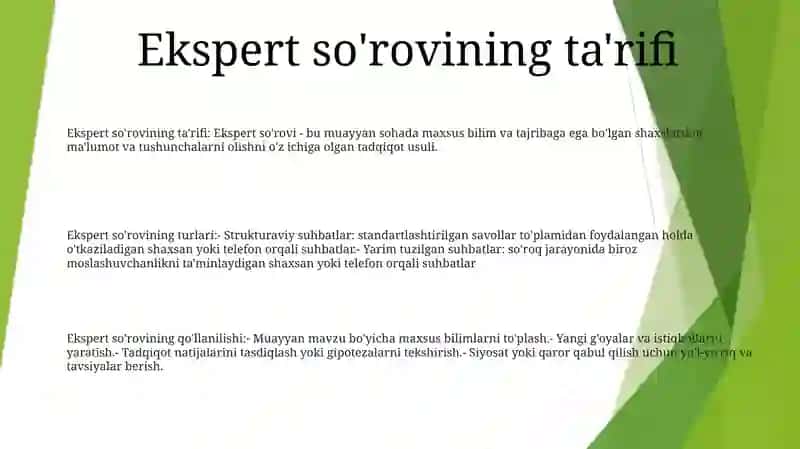 Ekspert Sòrovining Turlari Va Shakllari 2