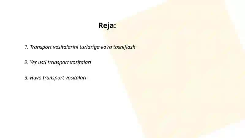 Transport vositalarini tasniflash metodikasi 2