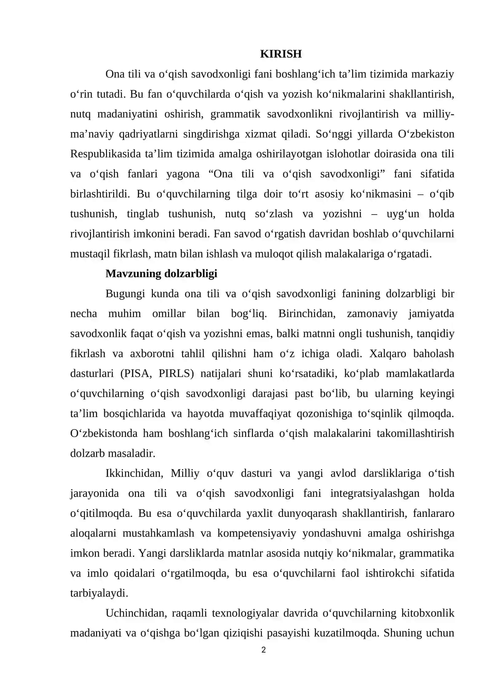 Ona tili va o‘qish savodxonligidan dars turlari va ularga qo‘yiladigan talablar 2
