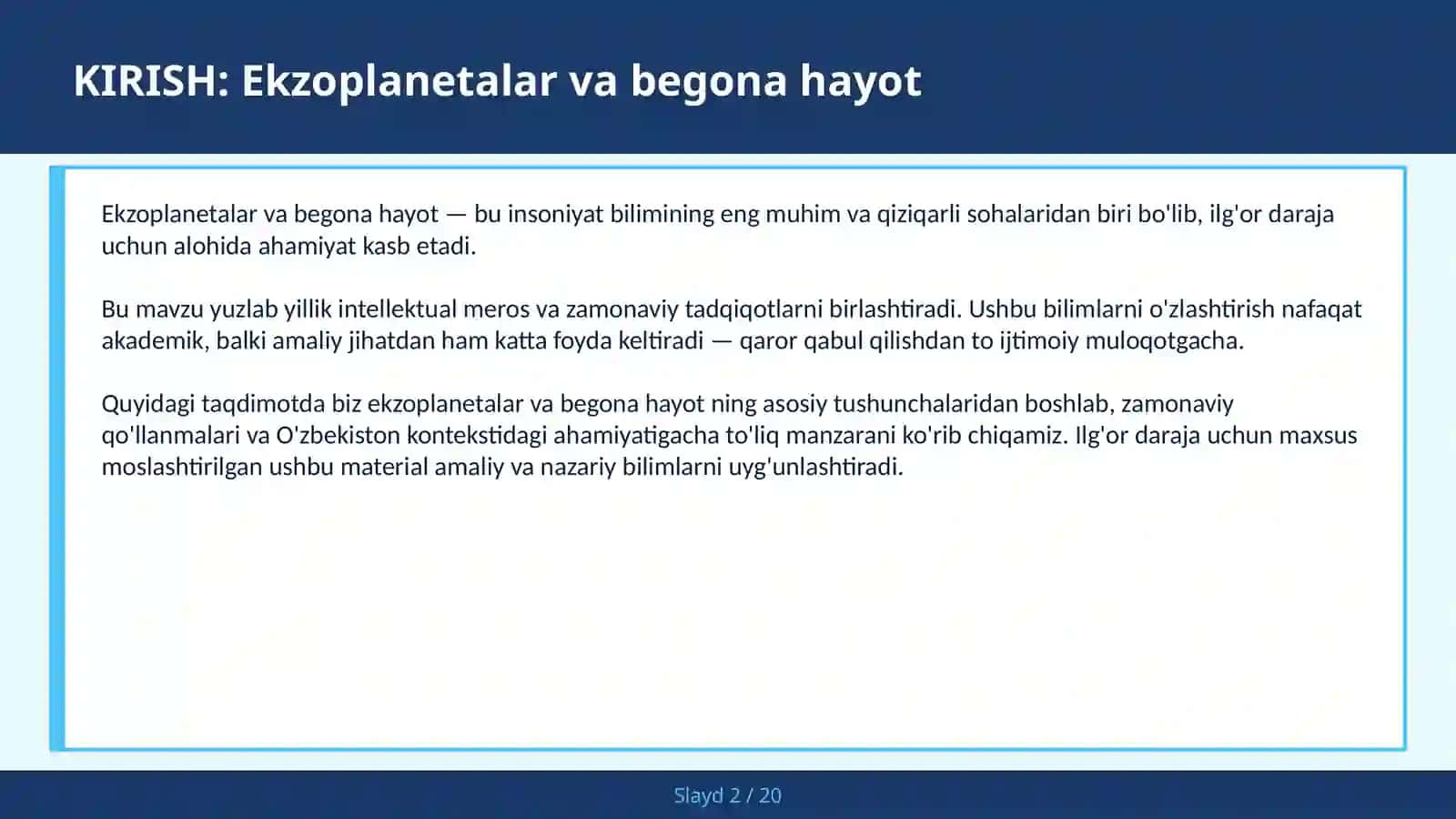 Ekzoplanetalar va begona hayot 2