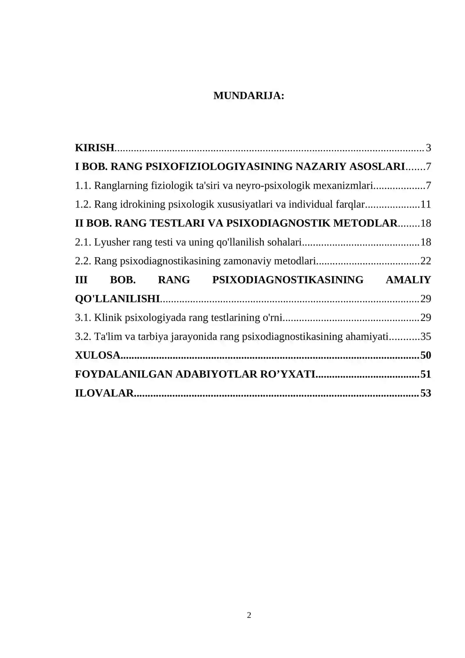 RANG PSIXOFIZIOLOGIYASI VA PSIXODIAGNOSTIKA YO‘NALISHI SIFATIDA 2