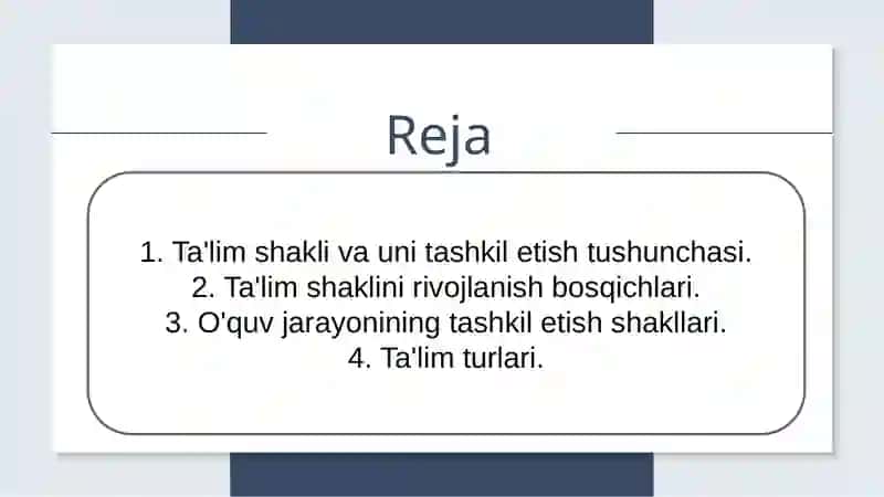 Ta'limni tashkil etish shakllari 2