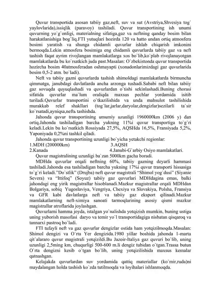 Quvur va elektron transporti 2