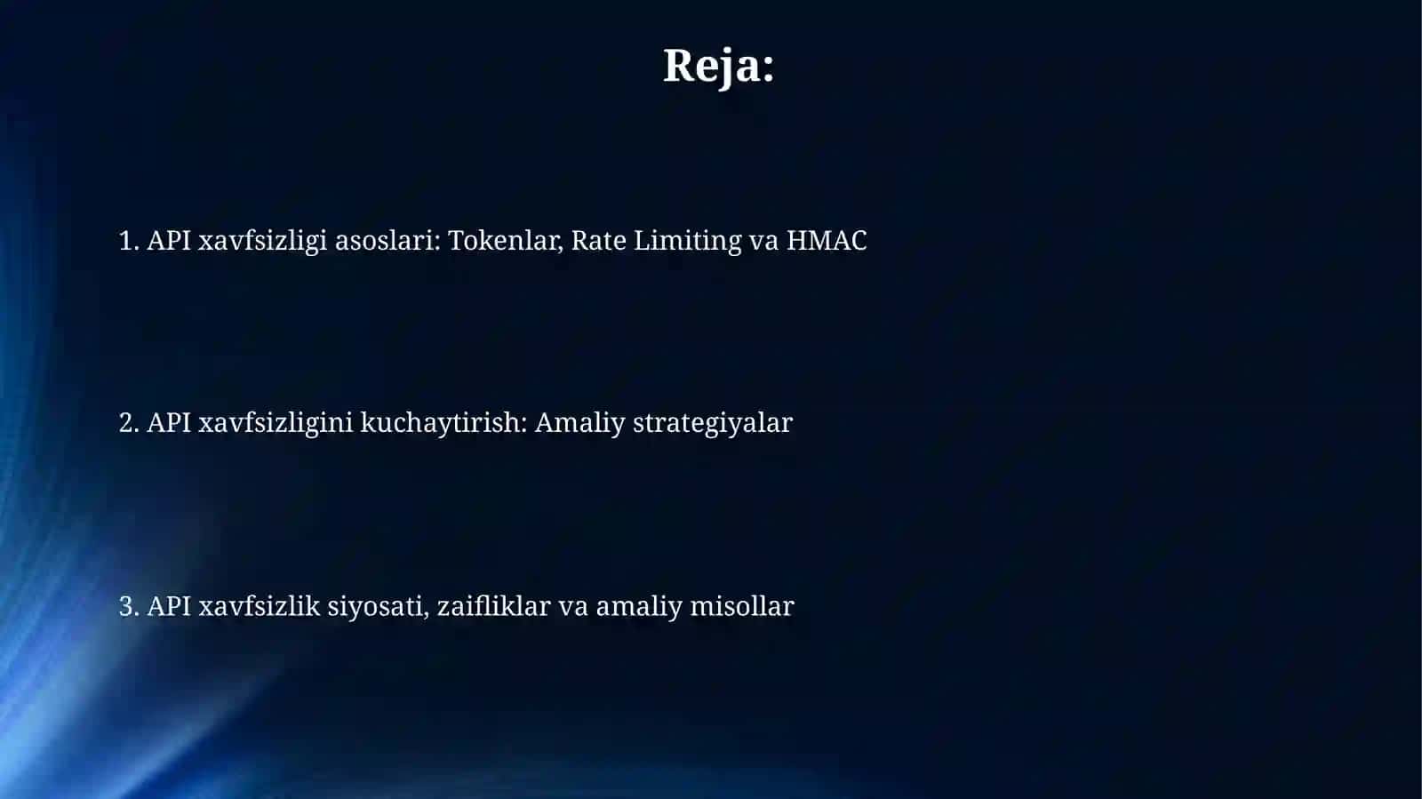 API Xavfsizligi: Tokenlar, Rate Limiting va HMAC 2