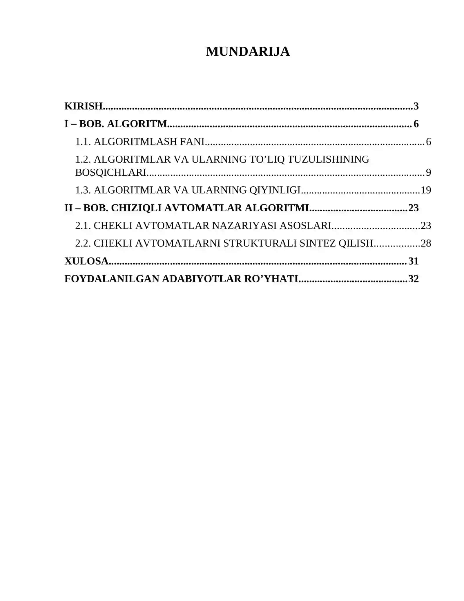 Chekli avtomatlar algoritmlari 2
