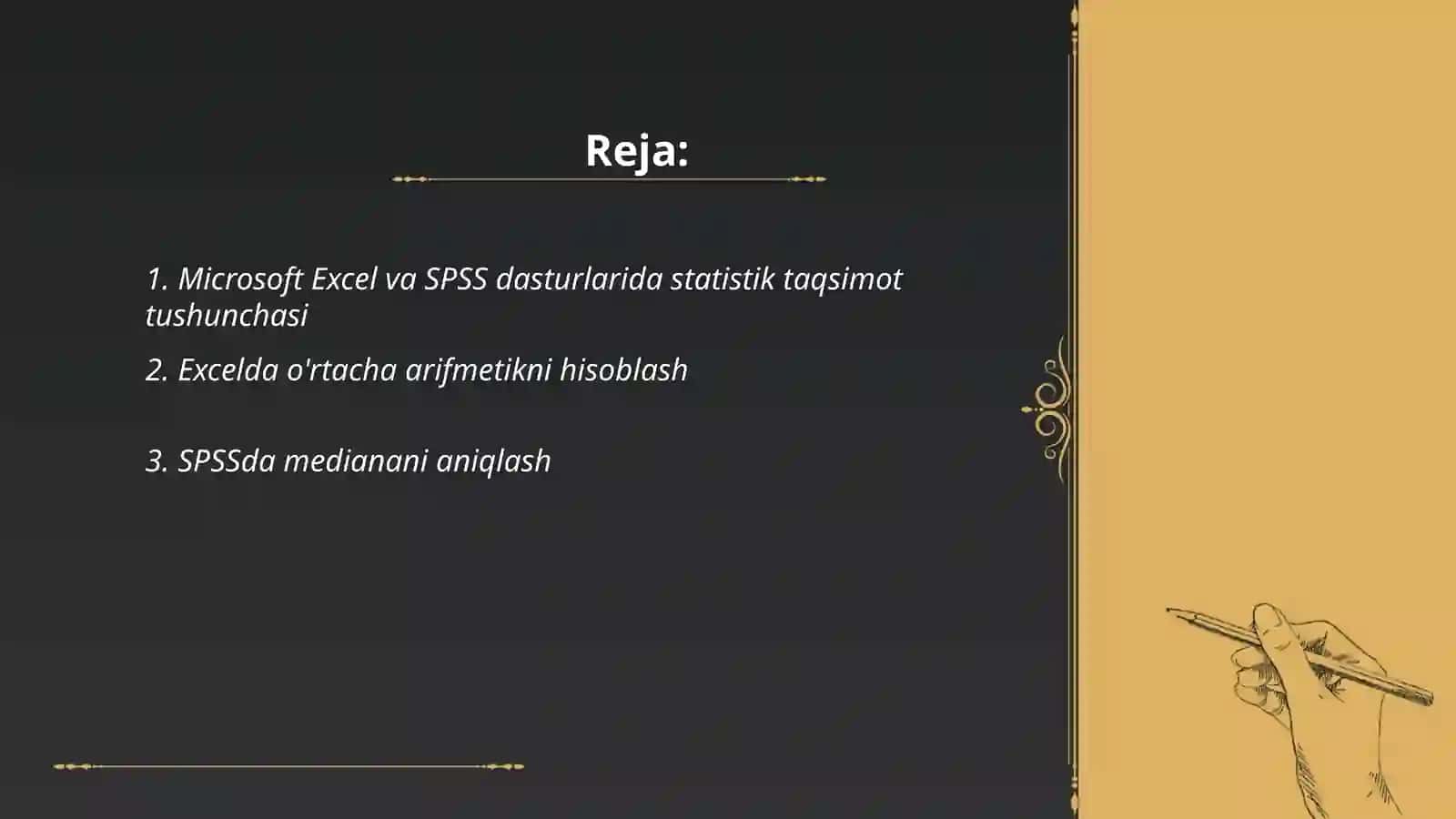 Statistik taqsimlanishning sodda parametrlarini hisoblash 2