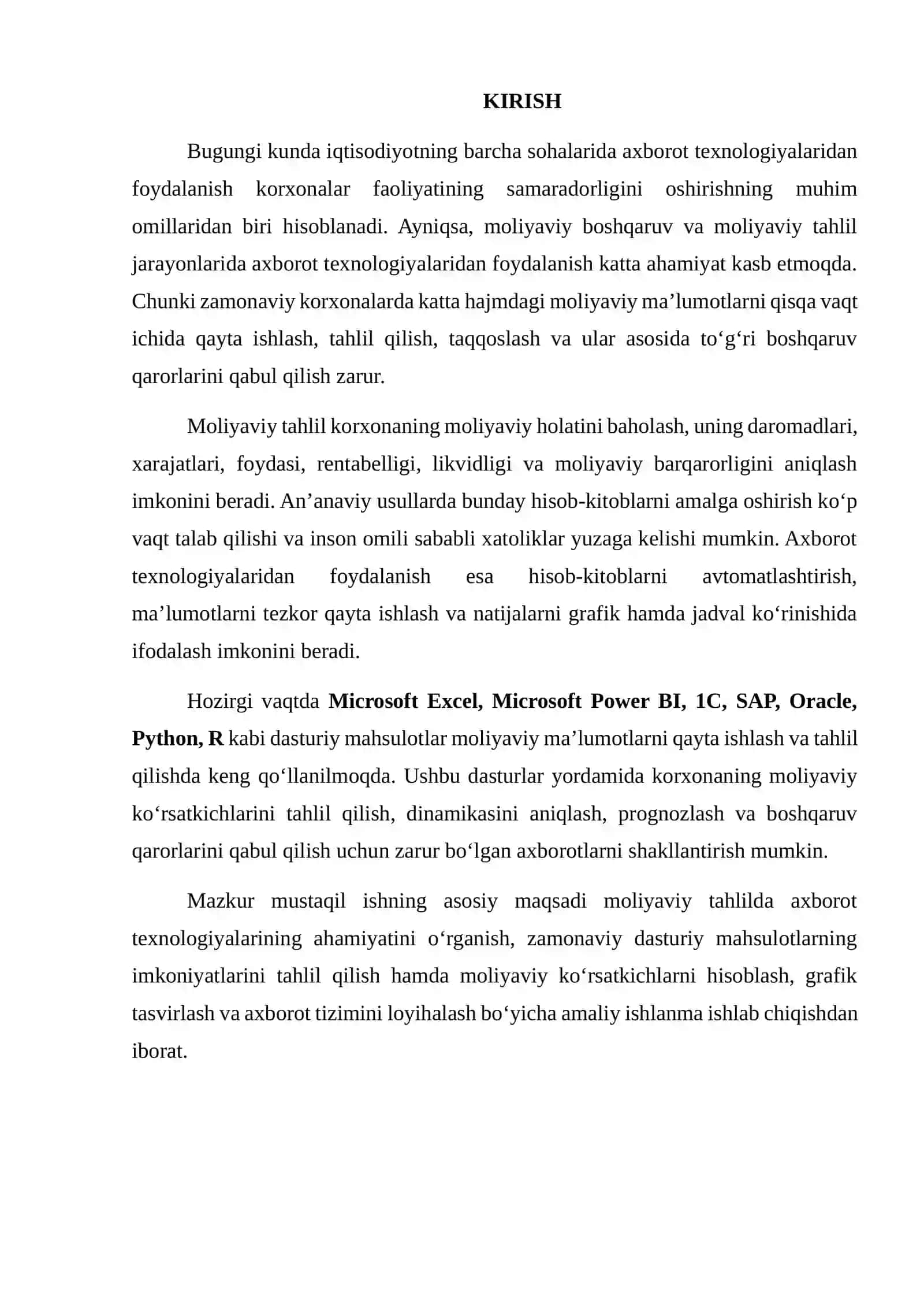 MOLIYAVIY TAHLILDA AXBOROT TEXNOLOGIYALARI VA DASTURIY MAHSULOTLAR 2