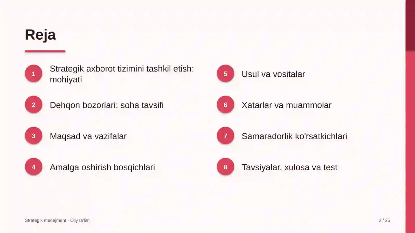 Dehqon bozorlarida strategik axborot tizimini tashkil etish 2