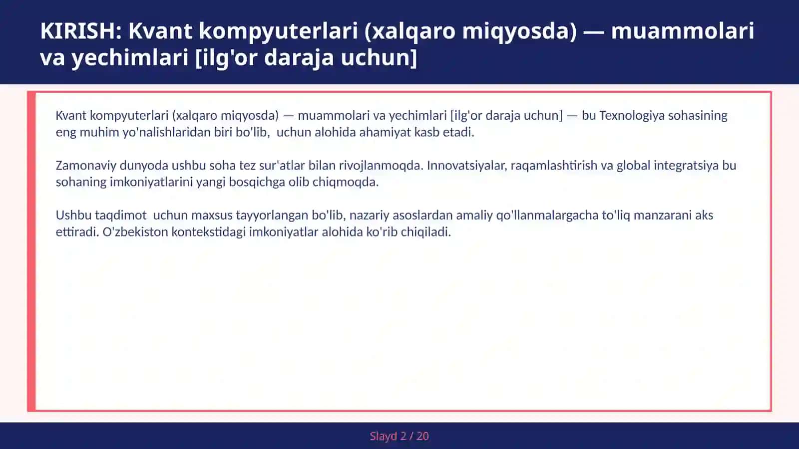 Kvant kompyuterlari (xalqaro miqyosda) — muammolari va yechimlari [ilg'or daraja uchun] 2