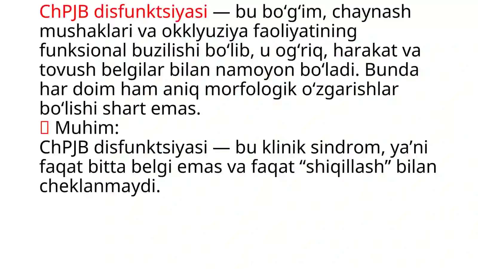 Disfunktsiyalarning xalqaro klassifikatsiyalari va etiologiyasi 2