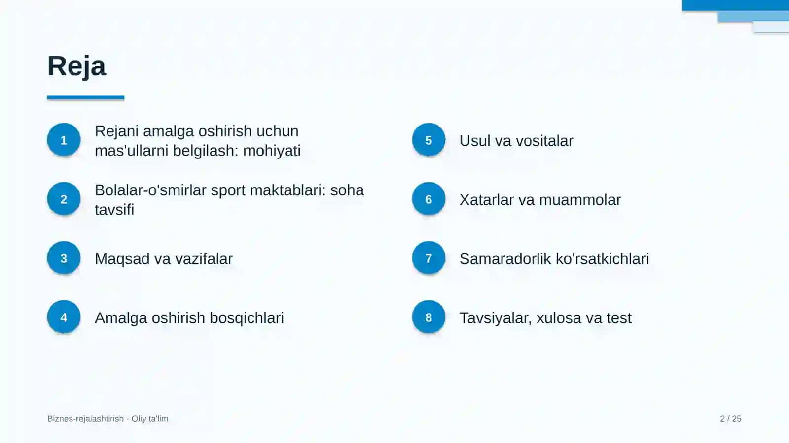Bolalar-o'smirlar sport maktablarida rejani amalga oshirish uchun mas'ullarni belgilash 2