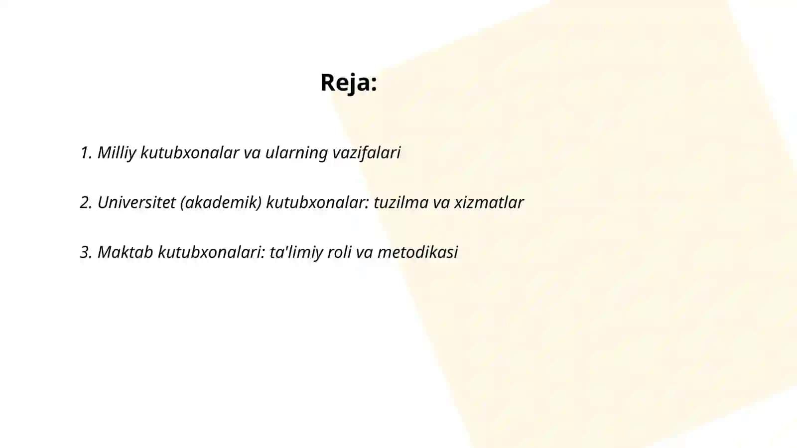 Kutubxona-axborot muassasalarining asosiy tiplari va xillari 2