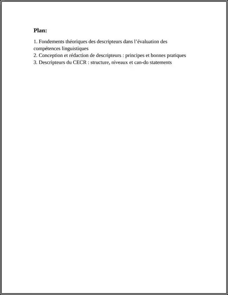 LES DESCRIPTEURS DANS L’ÉVALUATION DES COMPÉTENCES LINGUISTIQUES 2