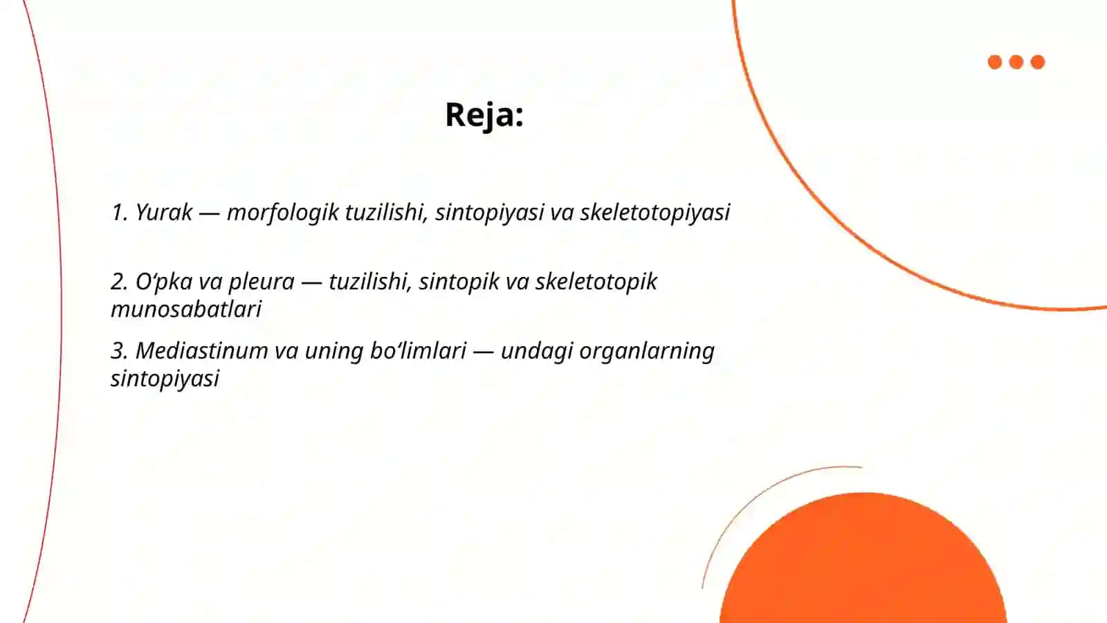 Odam ichki organlar tuzilishi va ularning sintopiyasi, skeletotopiyasi 2