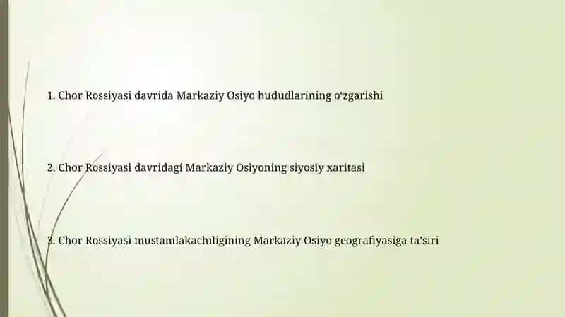 Chor Rassiyasi davrida Markaziy Osiyoning tarixiy geografiyasi 2