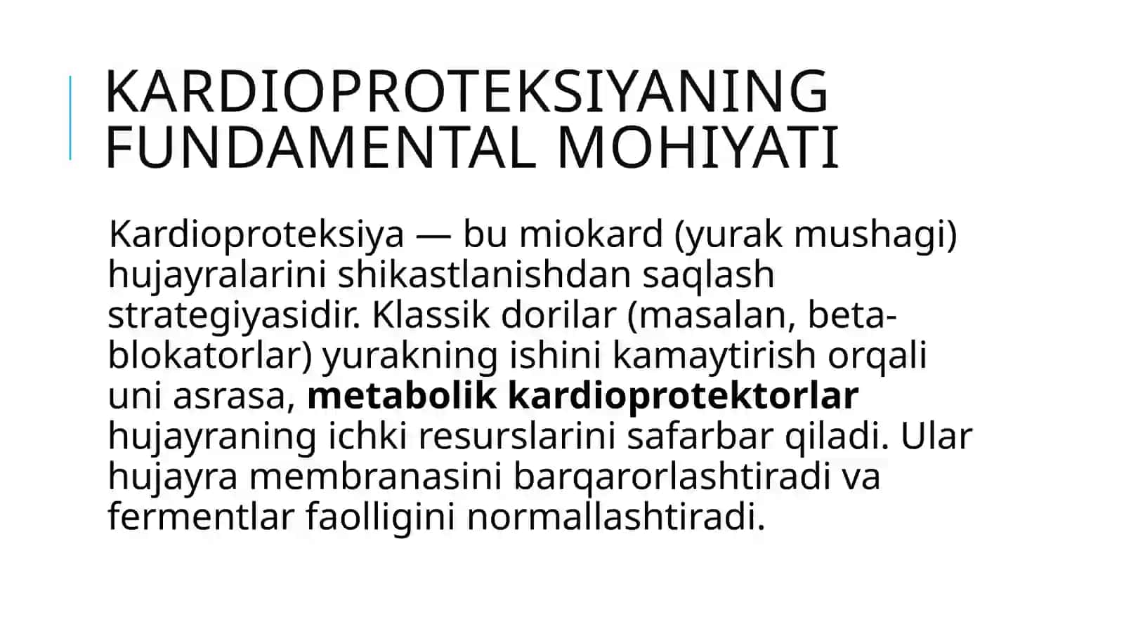 Kardioprotektorlar va metabolik trot vositalar 2