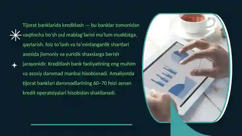 Tijorat banklarida qo'llaniladigan kreditlash shakllari va ularni amalga oshirish tartibi 2