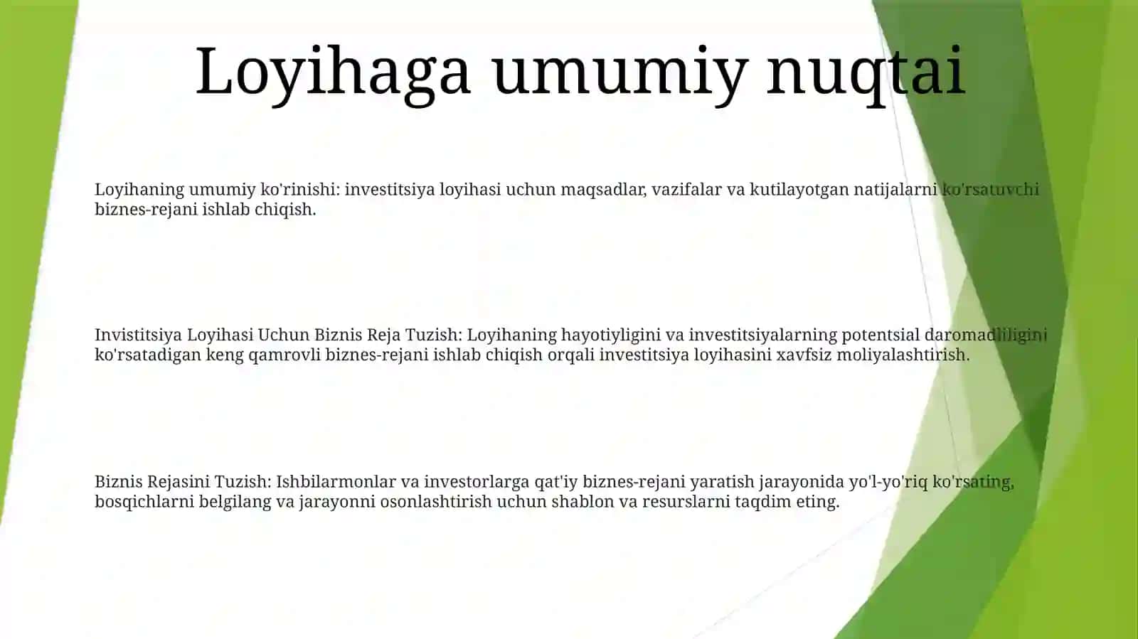 Invistitsiya Loyihasi Uchun Biznis Reja Tuzish 2