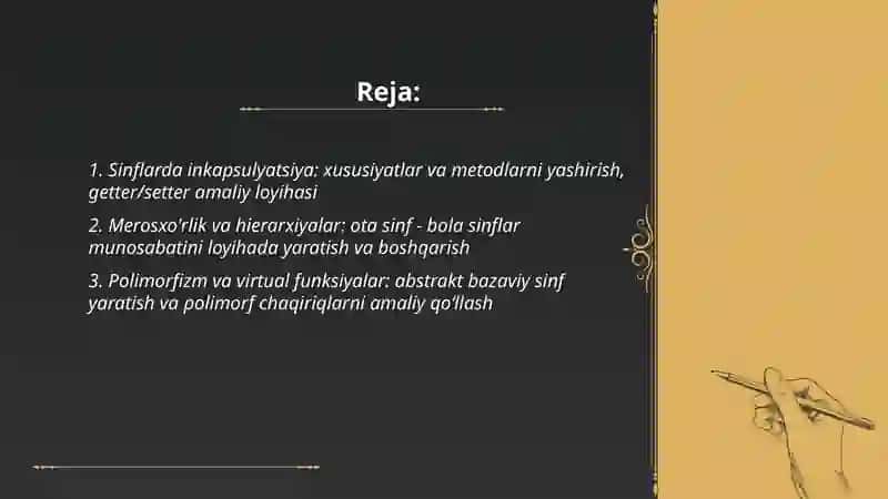 Obyektga yo'naltirilgan dasturlash 2