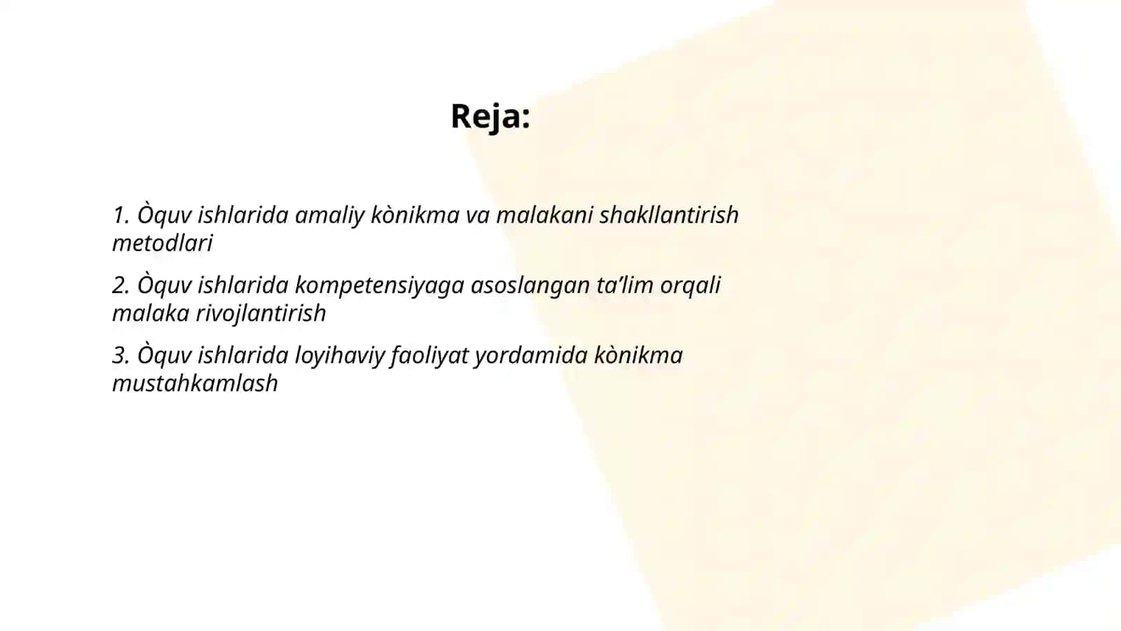 Òquv ishlarida amaliy kònikma va malakani shakllantirish metodlari 2