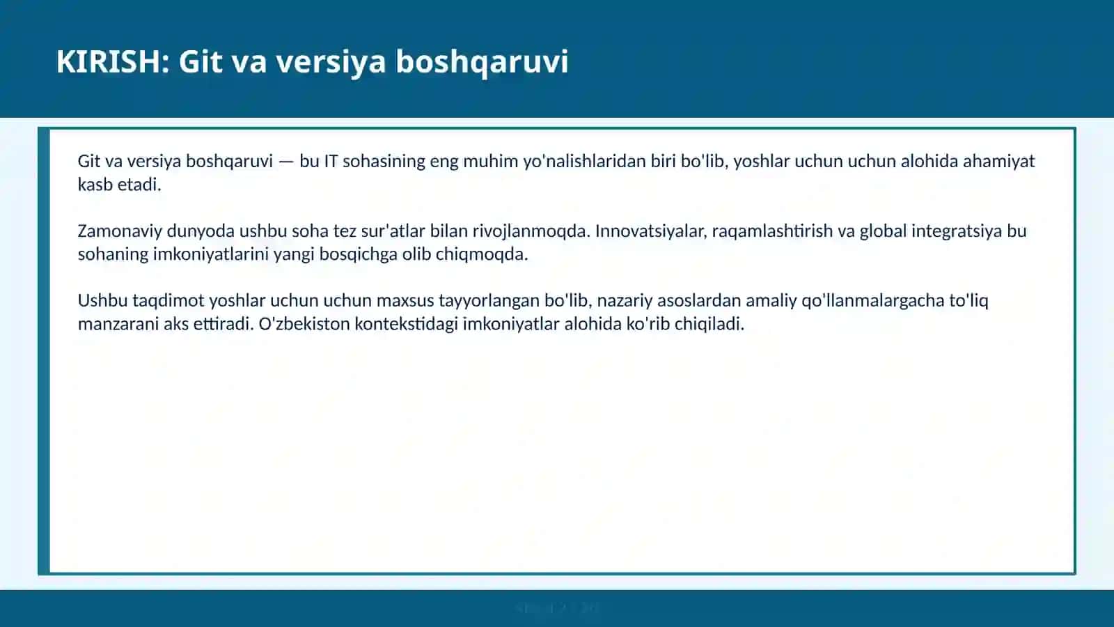 Git va versiya boshqaruvchi 2
