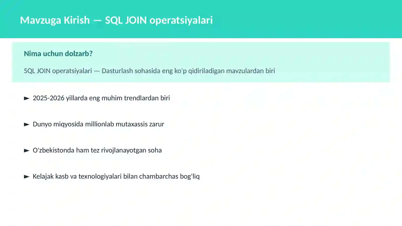 SQL JOIN operatsiyalari 2