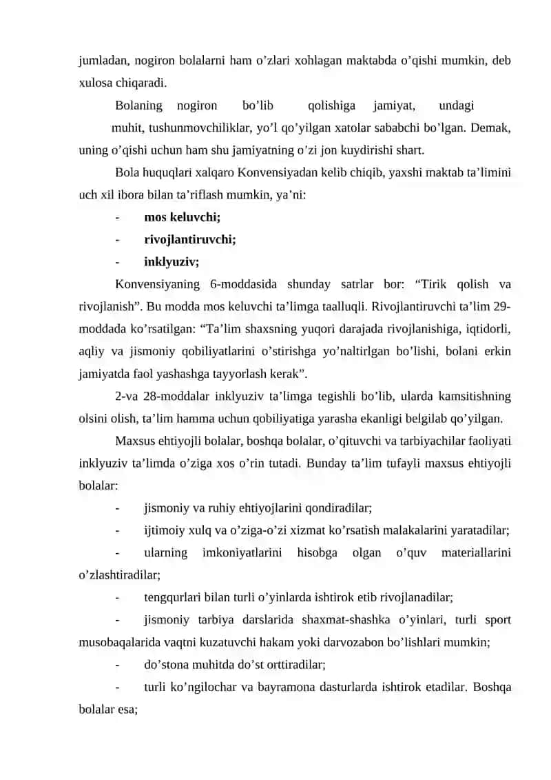 INKLIYUZIV TALIM. INKLYUZIV TA'LIM VA TEXNALOGIYALARI 2