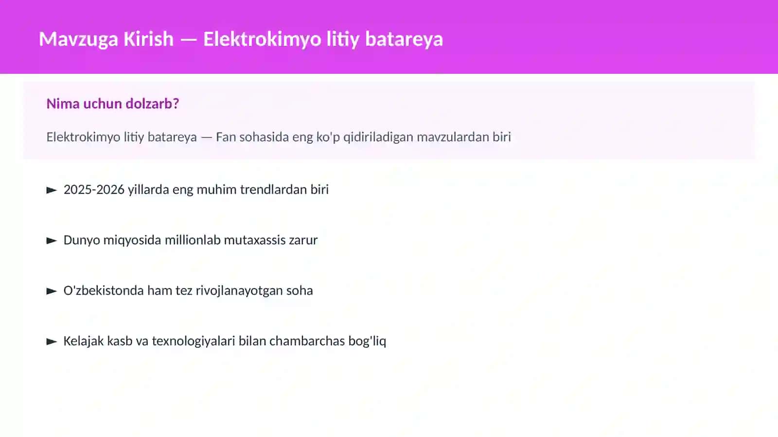 Elektrokimyo litiy batareya 2