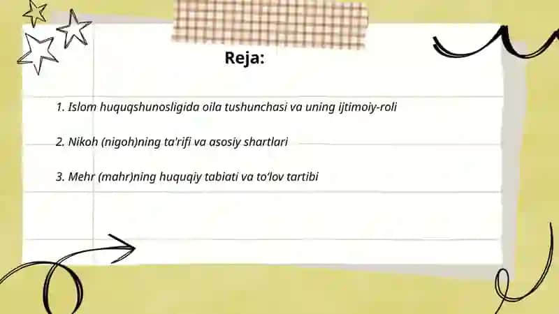 Islom huquqshunosligida oila, nigoh, taloq, idda, zihor tushunchalari 2