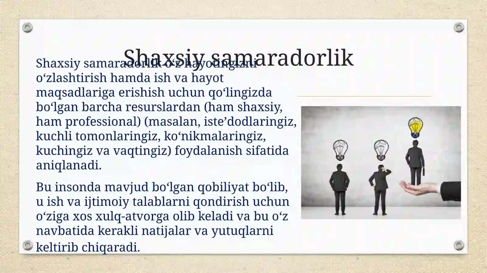Shaxsiysamaradorlik 2