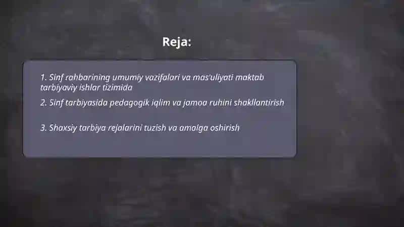 Sinf Rahbarining Faoliyati 2