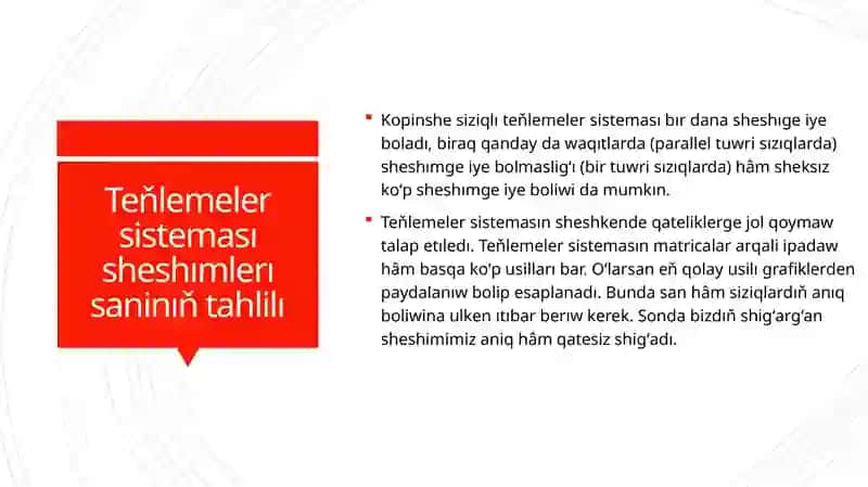 Bir siziqlı algebralıq teňlemeler sisteması 2