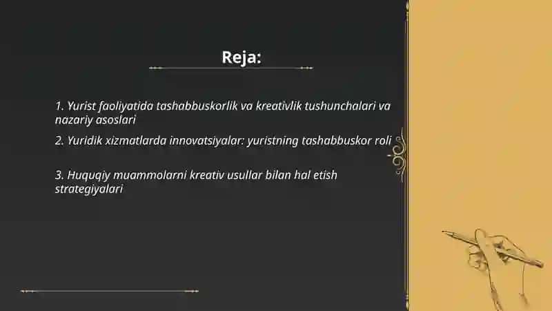 Yurist faoliyatida tashabuskorlik va kryativlik 2
