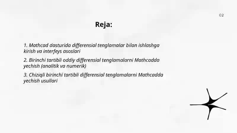 Mathcad dasturida differensial tenglamalar echish 2