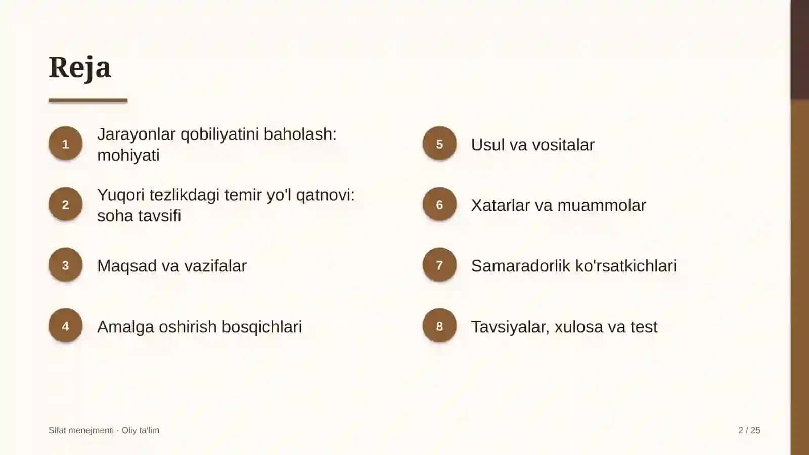 yuqori tezlikdagi temir yo'l qatnovida jarayonlar qobiliyatini baholash 7316 2